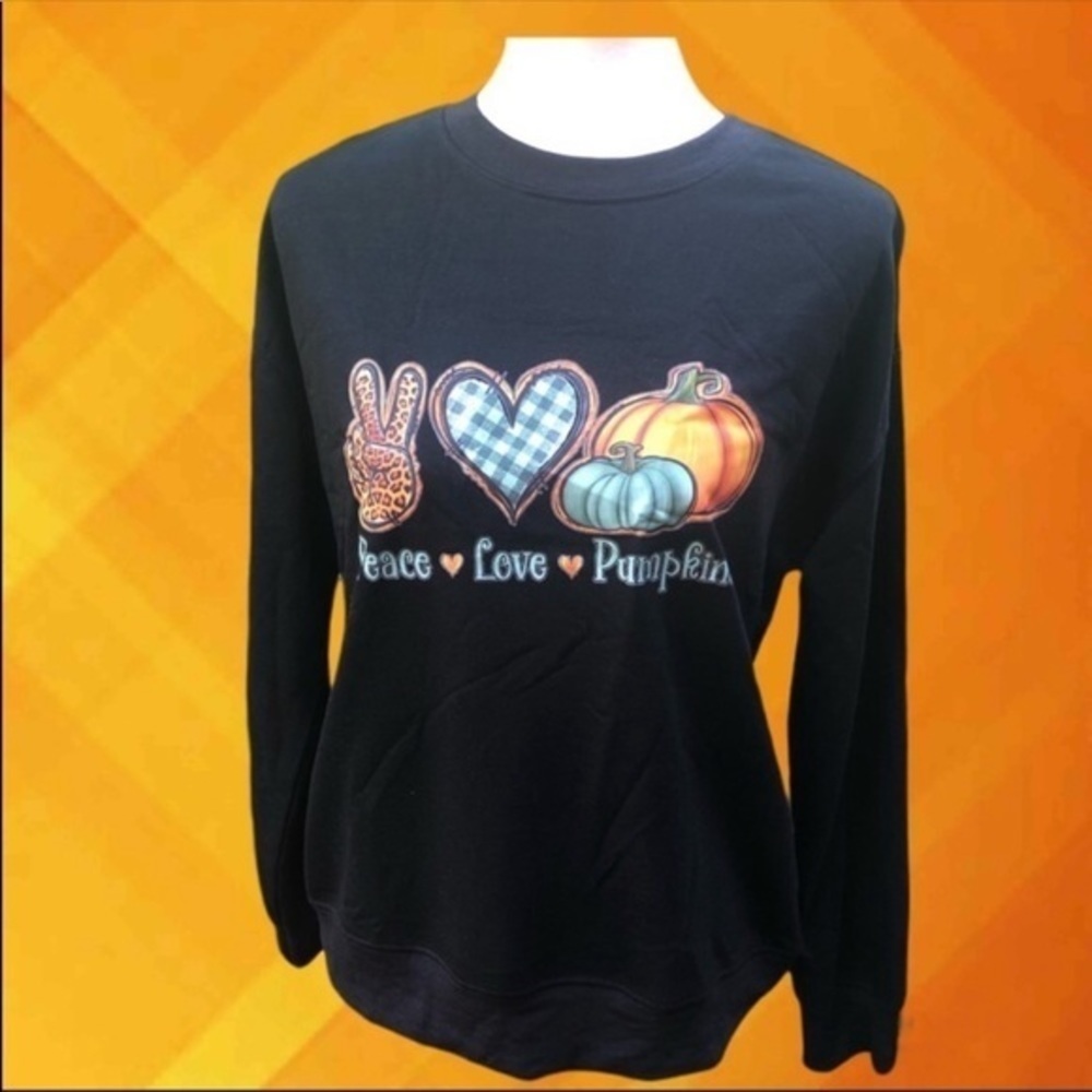 Peace love pumpkin graphic print sweatshirt - Picture 3 of 12
